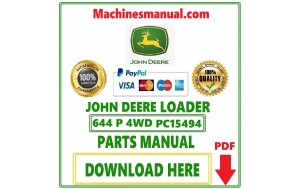 John Deere 644 P 4WD Loader Parts Catalog Manual Pdf-PC15494